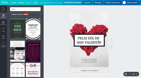 Crea carteles de San Valentín personalizados gratis.